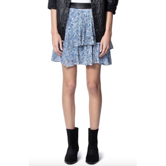 Zadig & Voltaire Blue Floral Mini Skirt - Picture 1 of 7